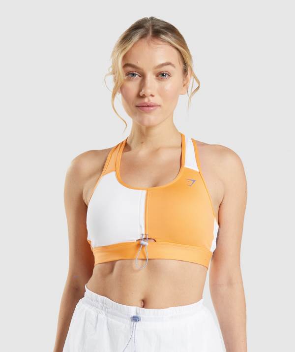 Damske Športové Podprsenky Gymshark Pulse Marhule Biele Oranžové | HR3678592
